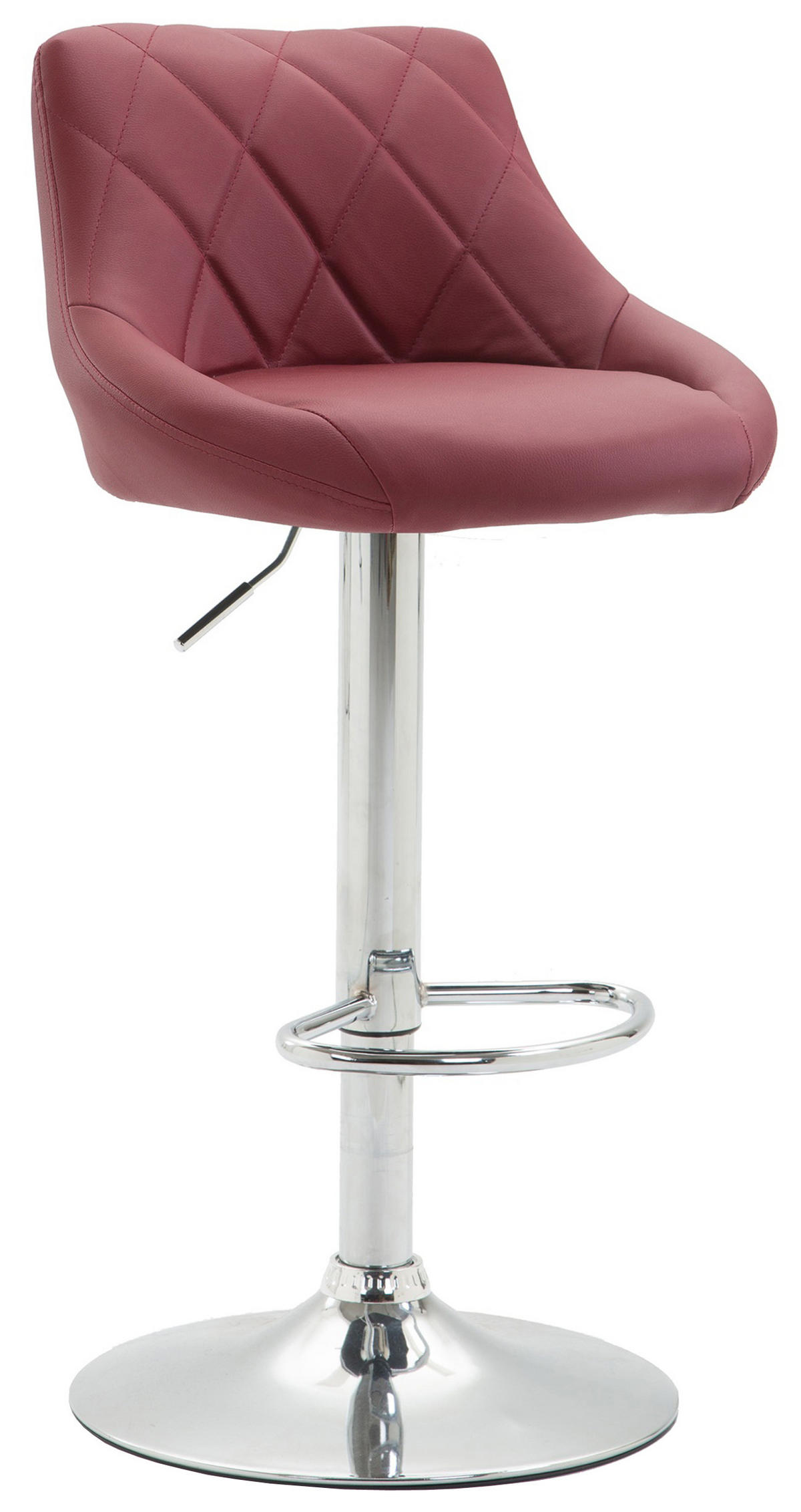 BARHOCKER Lederlook bordeauxrot - Chromfarben/Bordeaux, Textil/Metall (46/83/49cm) - CLP