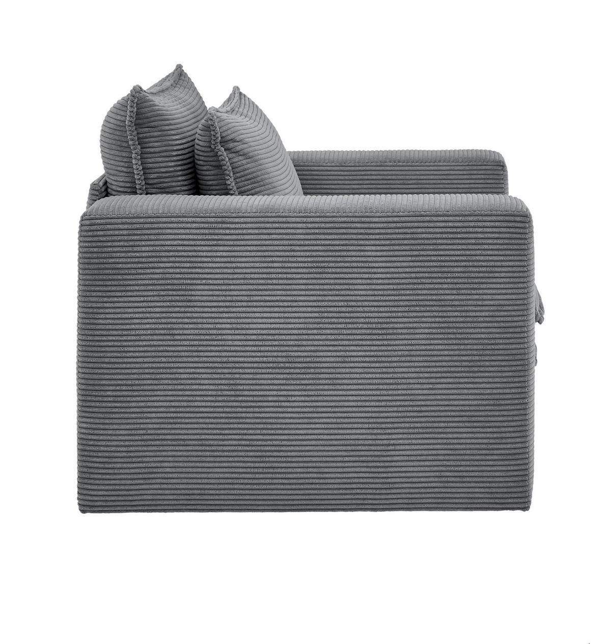 SESSEL grau Cord, Loungesessel 110 cm - Beige/Grau, Holz/Kunststoff (110/83/91cm) - Furn.Design