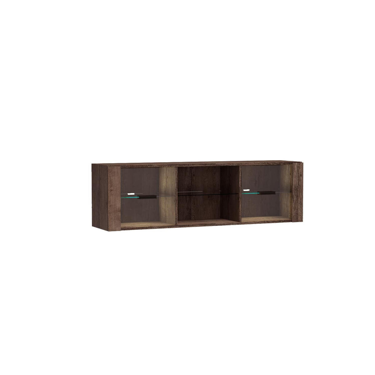 WANDREGAL Indianapolis I-21 mit Glastür 138 x 40 x 30 cm Esche dunkel - Dunkelbraun, Holzwerkstoff/Metall (138/40/30cm) - Koseto