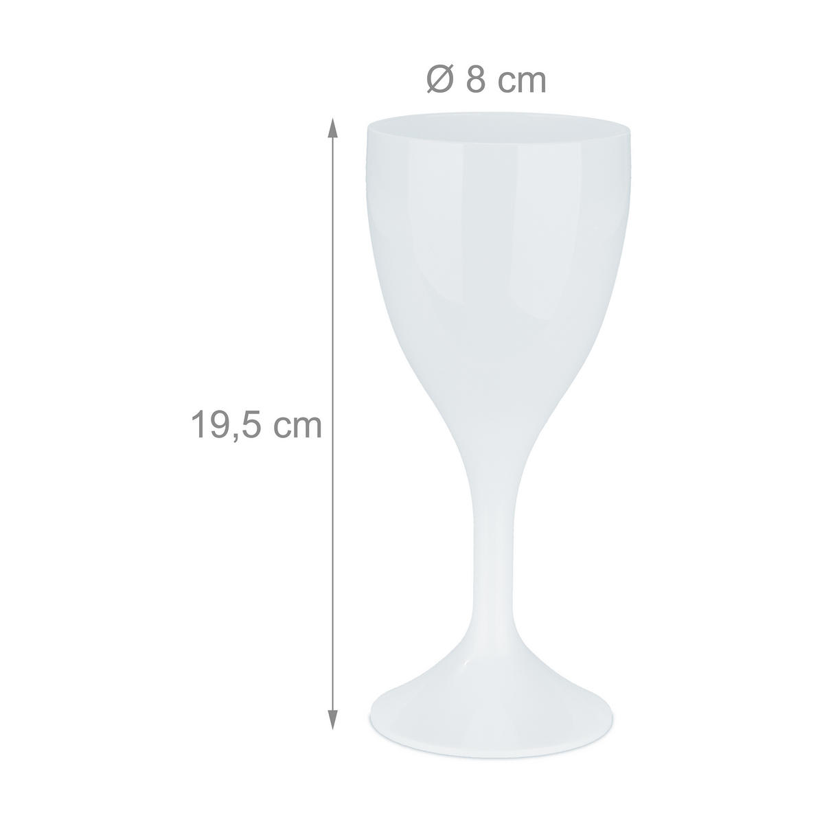 6xWEINGLÄSER - Weiß, Kunststoff (0.25L) - Relaxdays