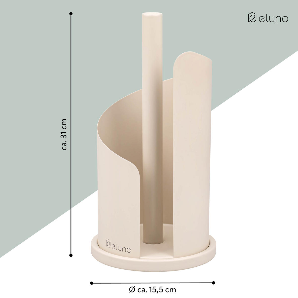 KÜCHENROLLENHALTER beige, ca. Ø 15,5 x 31 cm - Beige, Metall (15.5/31/15.5cm) - eluno