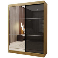 SCHWEBETÜRENSCHRANK VITALE 160/216/61 cm 2-türig mit Spiegel Eiche Artisan - Schwarz/Eiche Artisan, Holzwerkstoff (160/216/61cm) - MASSENO