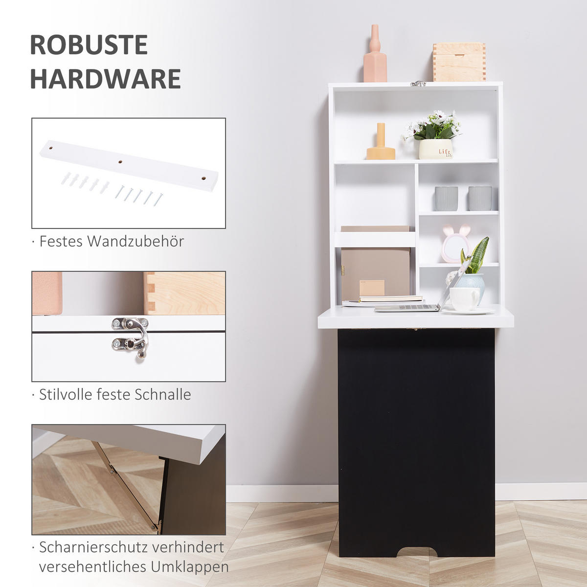 SCHREIBTISCH, MDF, Schwarz/Weiß, 60 x 94,5 x 147 cm - Weiß, Holzwerkstoff (94/5/60cm) - HOMCOM