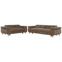 SEDACÍ SOUPRAVA PETER 2+3 - Hnědá Manšestr - černá/hnědá, kov/textil (262/76/99cm) - MKS