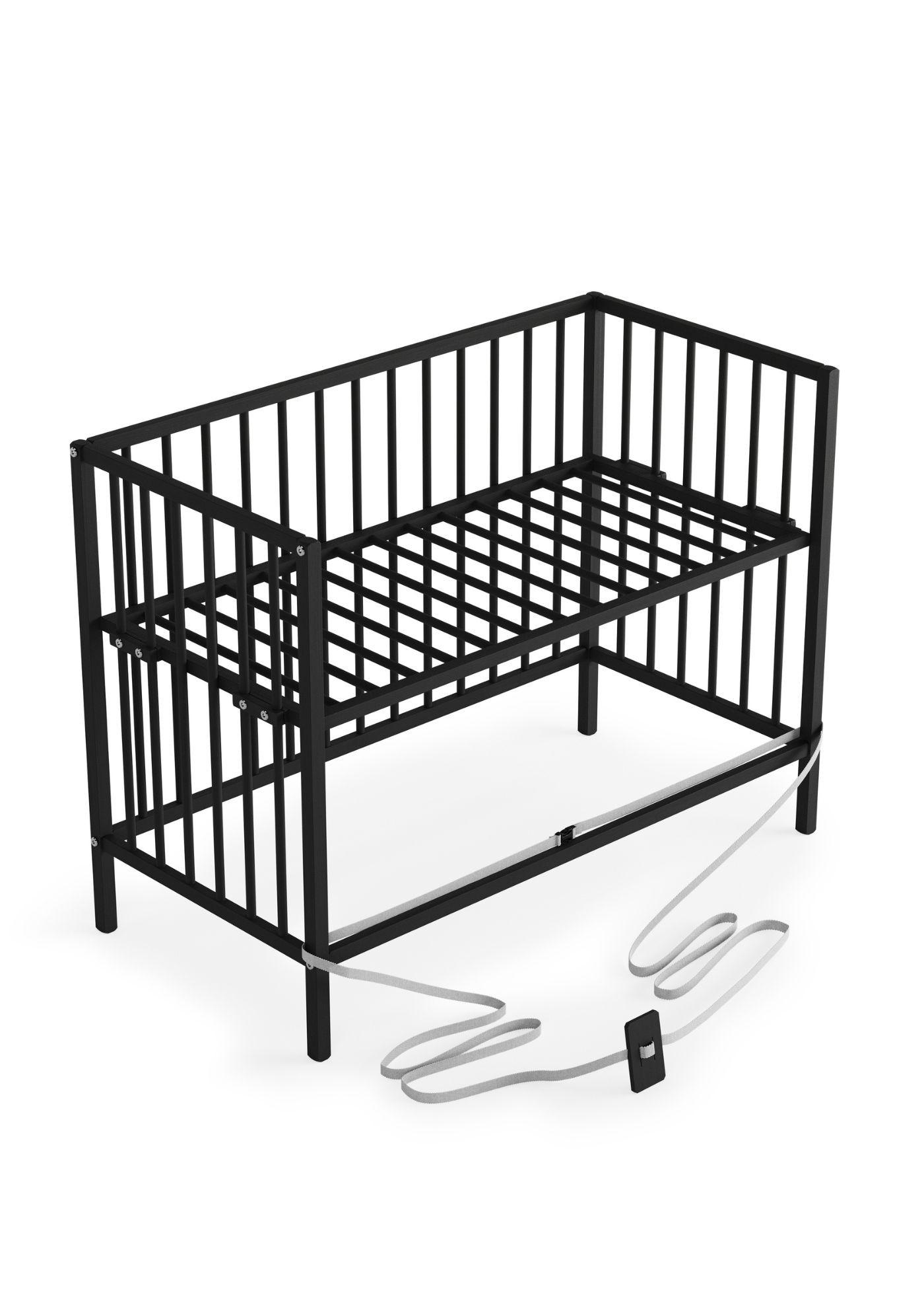 BEISTELLBETT mit Umbauseite - BLACK EDITION - Dreamy 4 in 1 Bett - Schwarz, Holz (120/90/60cm) - Sämann – make a difference.