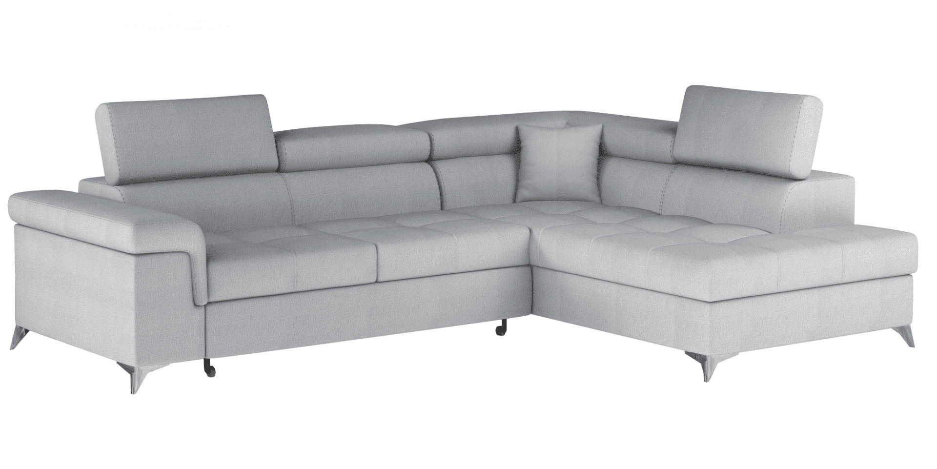 ECKSOFA mit Schlaffunktion und Bettkasten, pflegeleichter Monolith-Stoff - Chromfarben/Grau, Textil/Metall (202/275cm) - Eltap