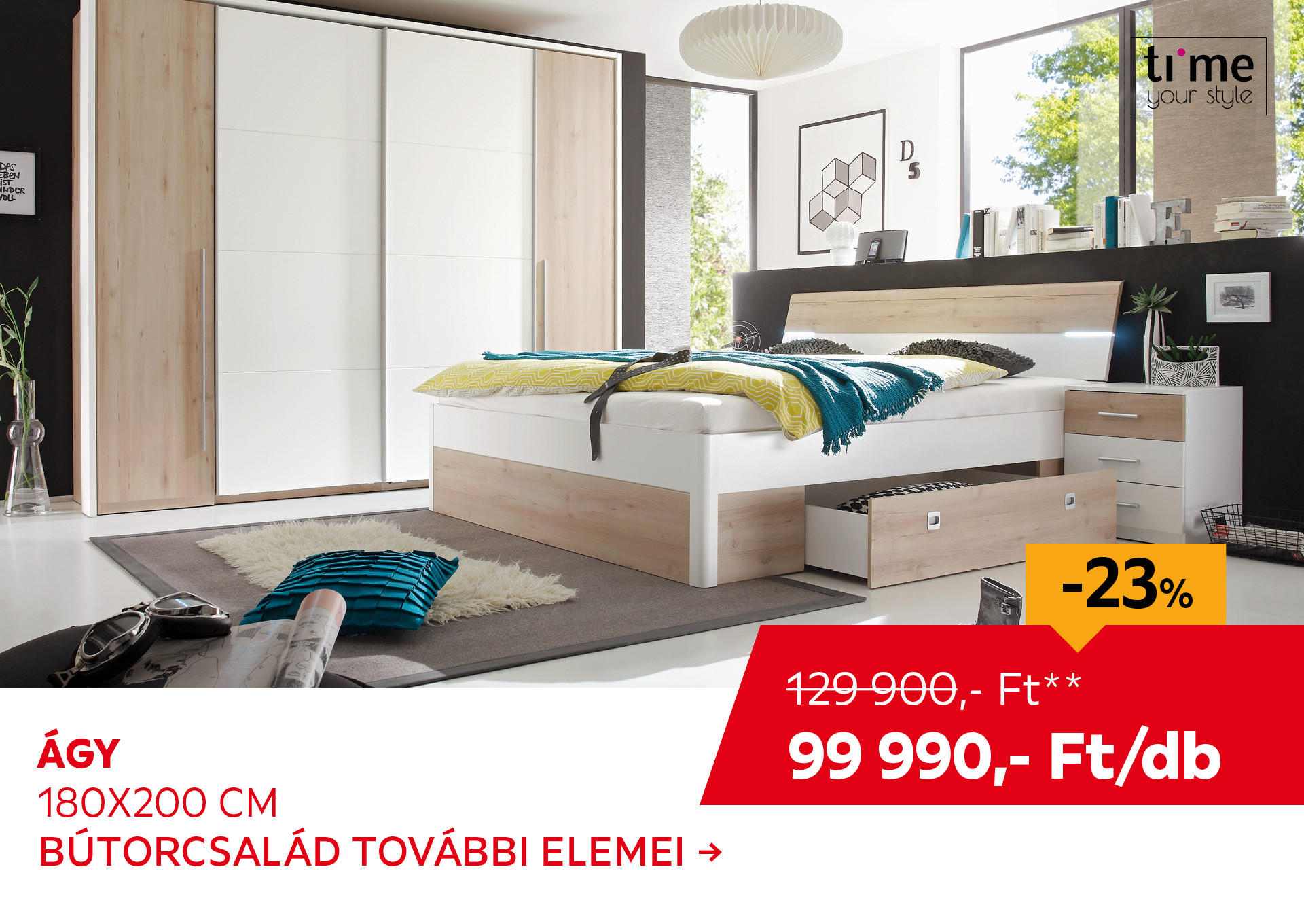 ÁGY 180X200 CM  Kiemelt termék 129900 Ft.- helyett 99990 Ft.-