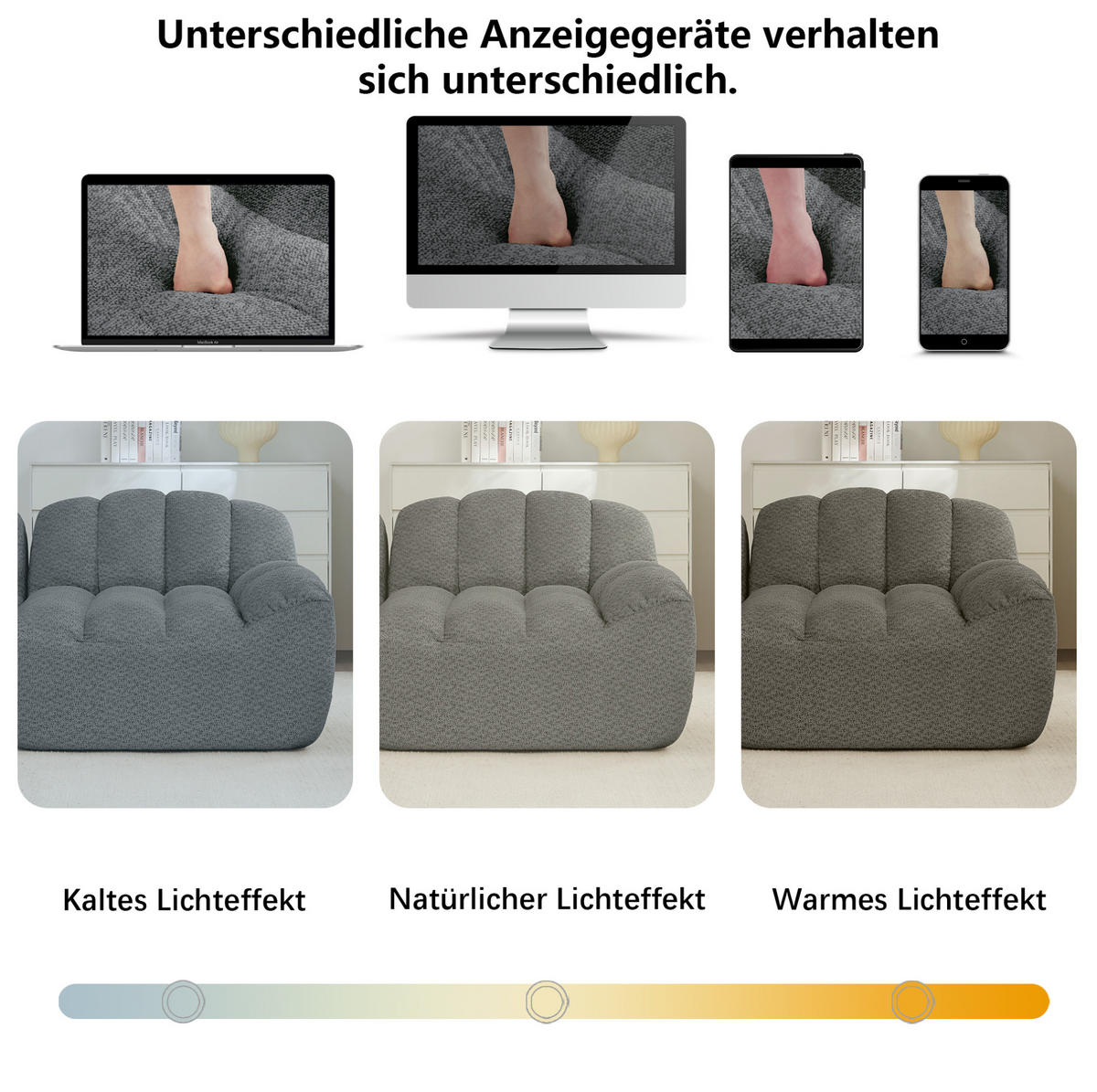 ECKSOFA 210/165/79 cm grau aus Granular Fleece ohne Montage - Grau, Textil (165/210cm) - OKWISH