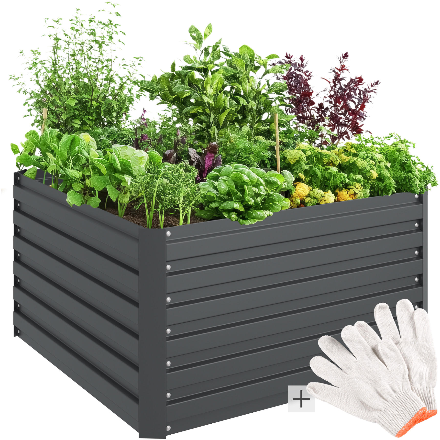 HOCHBEET Blomma,100 x 100 x 56 cm,anthrazit - Anthrazit, Metall (100/56/100cm) - tectake