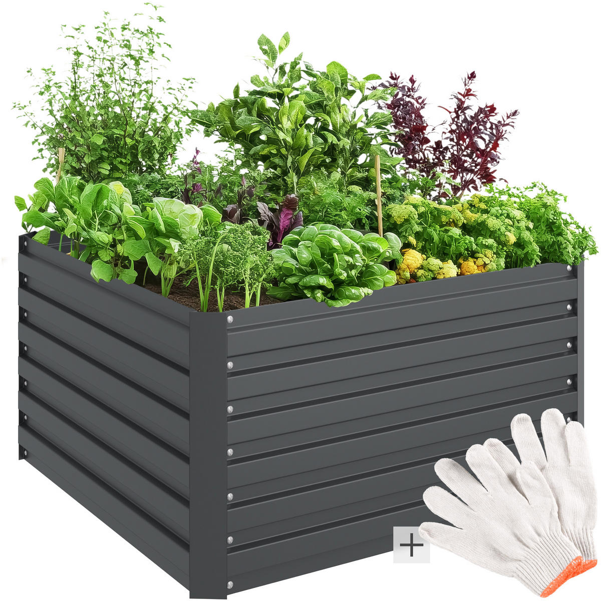HOCHBEET Blomma,100 x 100 x 56 cm,anthrazit - Anthrazit, Metall (100/56/100cm) - tectake
