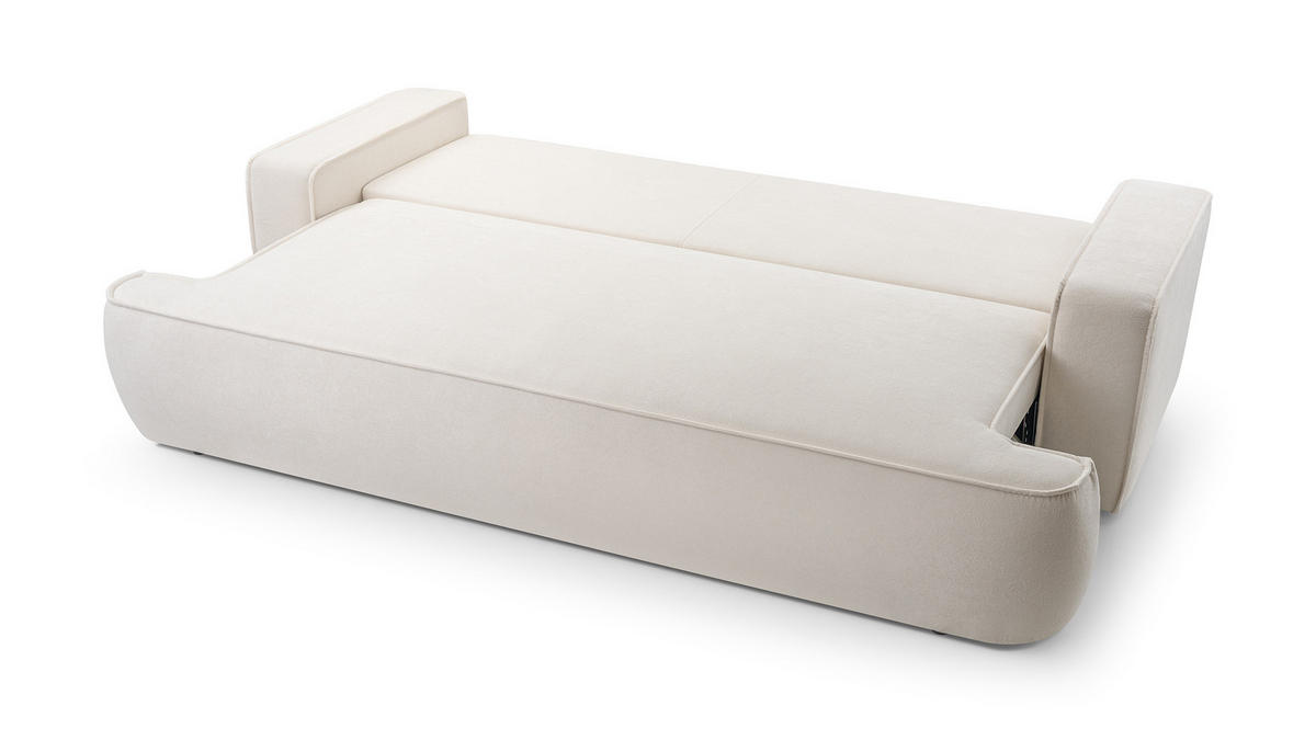 SOFA MONOS HELLGRAU Schlaffunktion Bouclé - Hellgrau, Textil (248/94/110cm) - Luxkor24