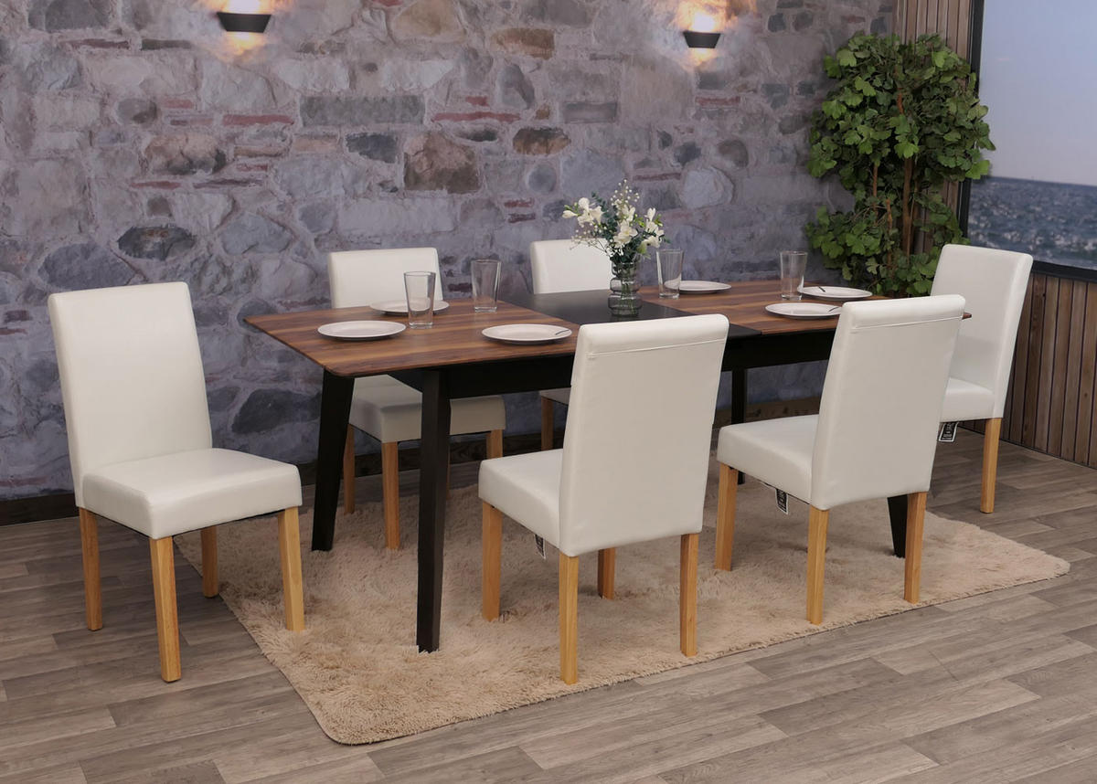 ESSZIMMERSTUHL Weiß, Braun 6er-Set - Weiß/Braun, Textil (43/90/56cm) - MCW