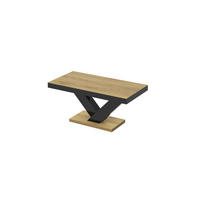 COUCHTISCH rechteckig Eiche Natur - Schwarz Hochglanz 120/60/49 cm - Schwarz Hochglanz/Eichefarben, Holzwerkstoff (60/120/49cm)