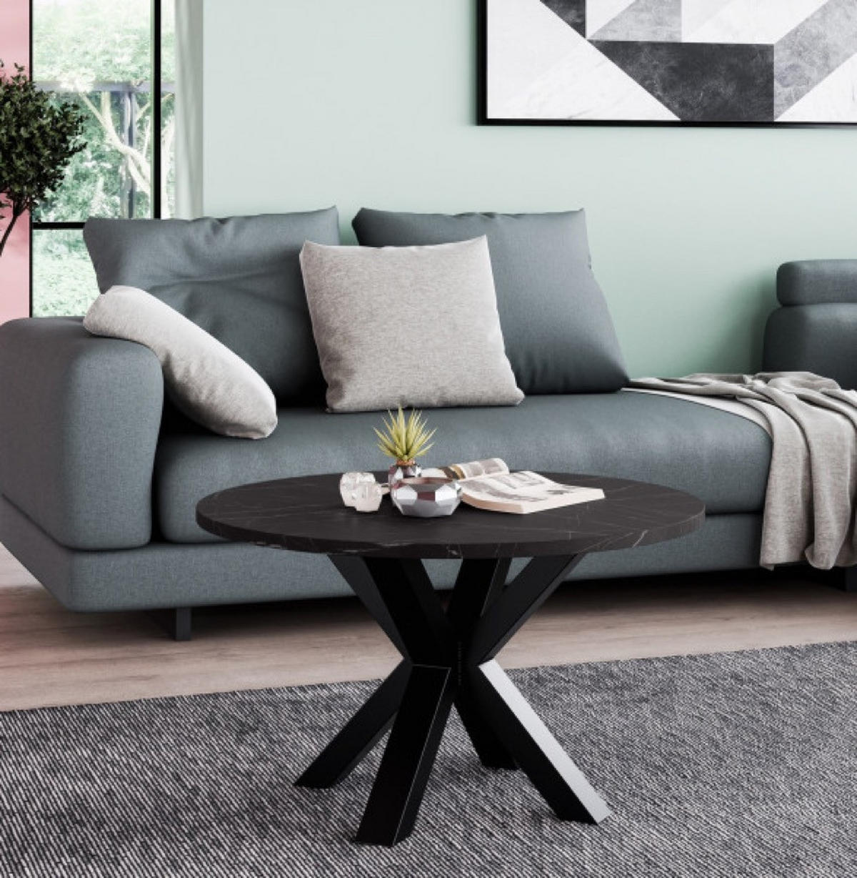 TISCH Schwarz NEO Rund 75 cm - Schwarz Hochglanz/Schwarz, Holzwerkstoff (75/75/45cm) - Sepro Meble