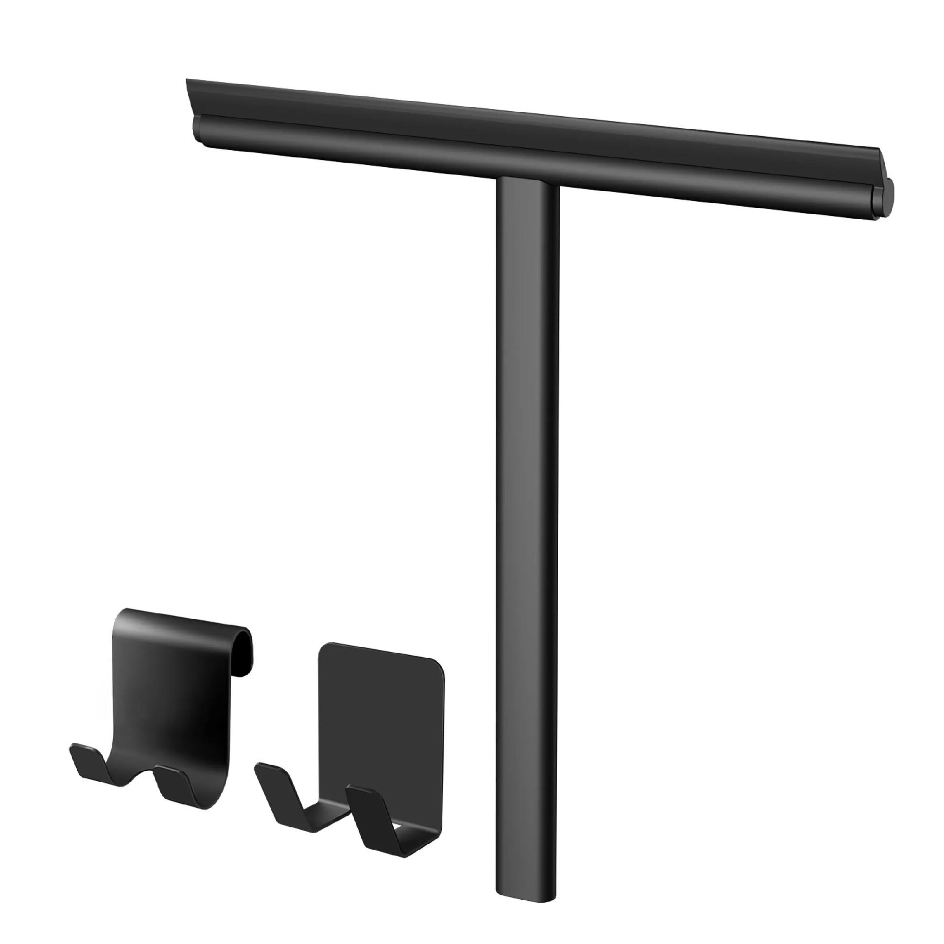 DUSCHABZIEHER mit Doppelhaken 21,5/22,5 cm - Schwarz, Kunststoff (21/22/4cm) - EMKE