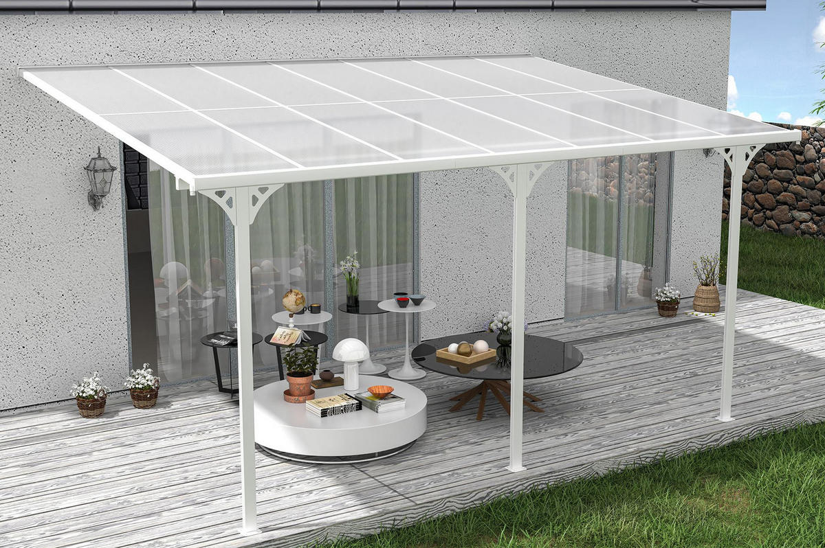 PERGOLA / CARPORT Kleo Weiß 4,5m x 3m - Weiß, Metall (435/270/300cm) - Cazeboo