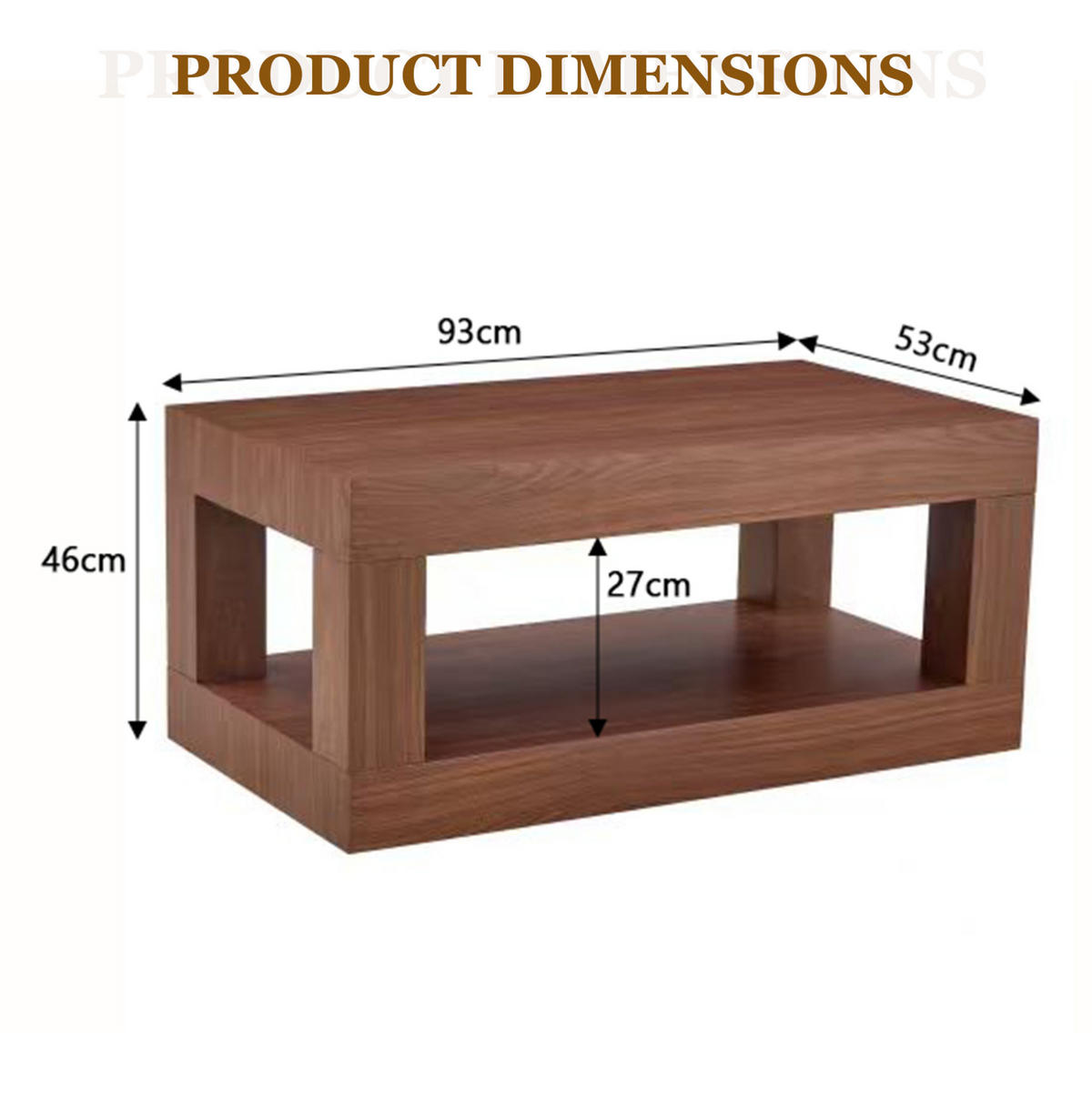COUCHTISCH aus MDF in Walnuss 93x53x46 cm mit offenem Ablageregal - Walnussfarben, Holzwerkstoff (93/53/46cm) - Modfu