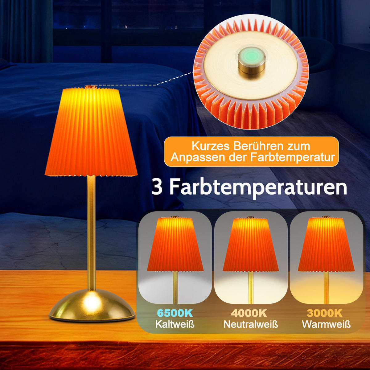 LED TISCHLAMPE Celesia 11.5/11.5/30 - Orange, Metall (11.5/11.5/30cm) - ZMH