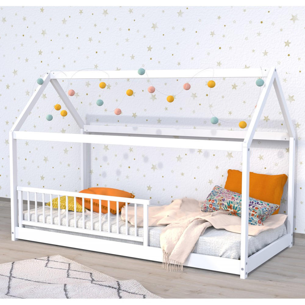 HAUSBETT PANDA mit Lattenrost und Gitter/ Kinderbett 90x190 cm - Weiß - Weiß, Holz (90/190cm) - Weber Industries