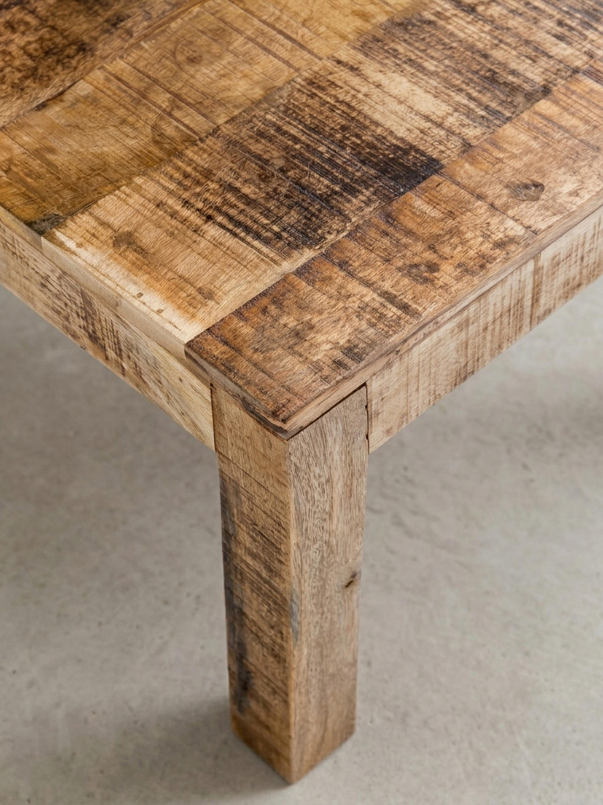 COUCHTISCH aus recyceltem Mango-Holz im Shabby-Chic Stil mit großer Tischplatte, Beige 110x60x47 cm - Beige, Holz (60/110/47cm) - KADIMA DESIGN