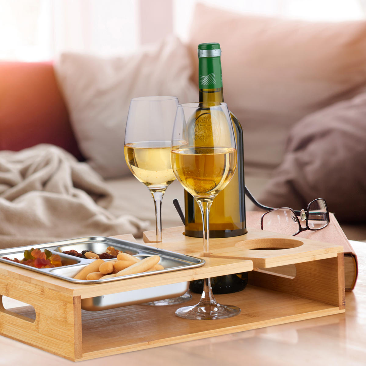 COUCHBAR - Hellbraun, Holz/Metall (36.5/8/25cm) - Relaxdays
