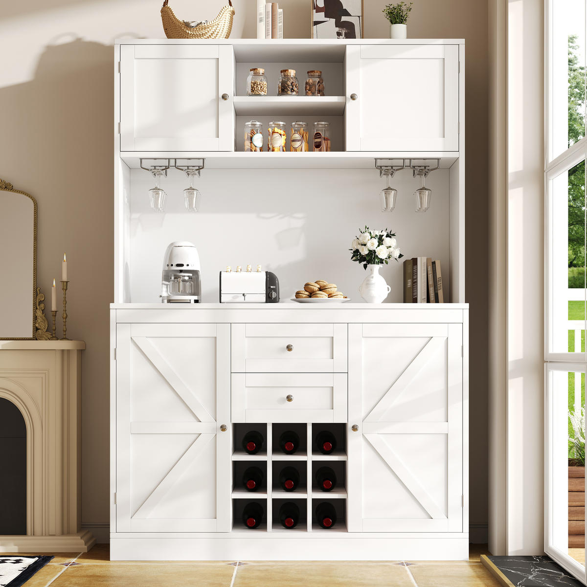 BUFFETSCHRANK Weiß 106/40/179.5 cm - Weiß, Holz (120/188/40cm) - PANGIVO
