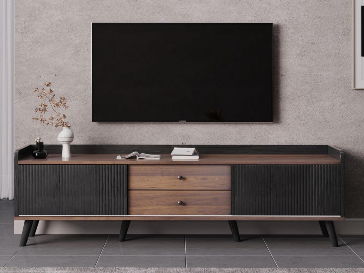 TV-LOWBOARD 160x40x58 cm schwarz Holz - Schwarz, Holzwerkstoff (160/58/40cm) - LEBENLANG