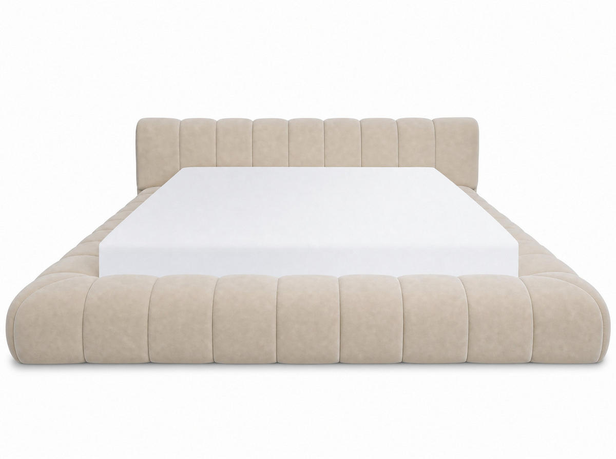 POLSTERBETT Adore Hellbeige 200/200 cm Samt mit Bettkasten - Beige, Textil/Metall (200/200cm) - wonello