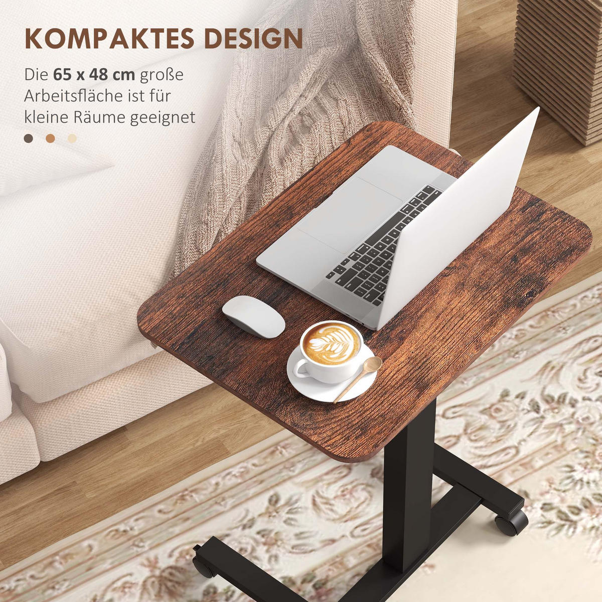 HÖHENVERSTELLBARER Schreibtisch, Braun - Braun, Kunststoff (65/48/108cm) - Vinsetto