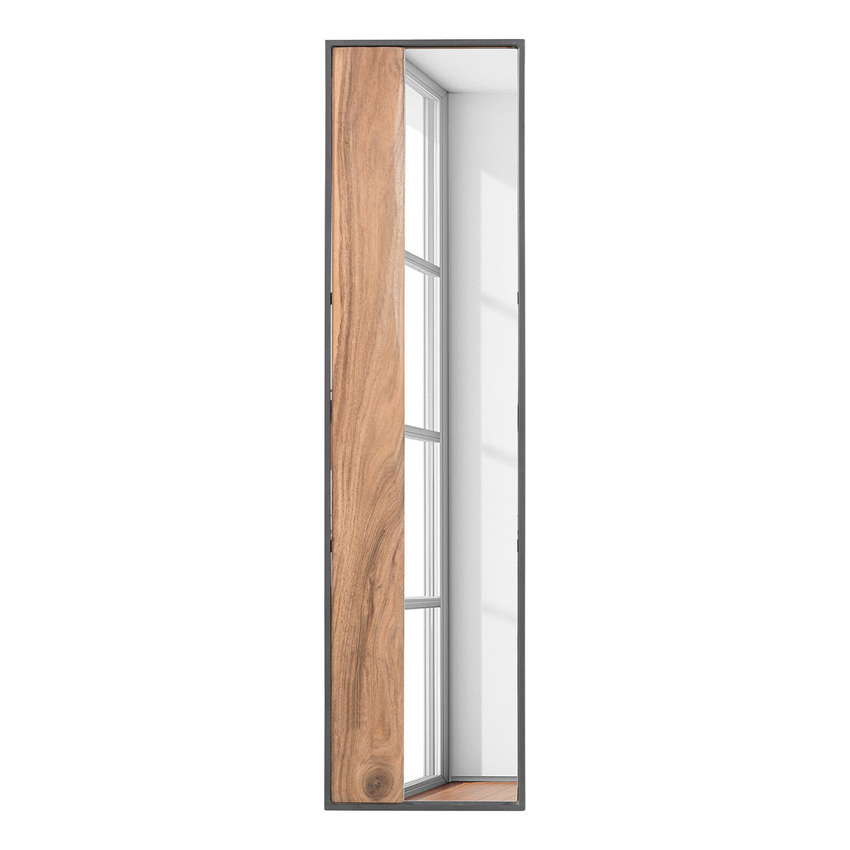 SPIEGEL - Akazie / Anthrazit - Akaziefarben, Holz/Metall (40/160/4cm) - home24