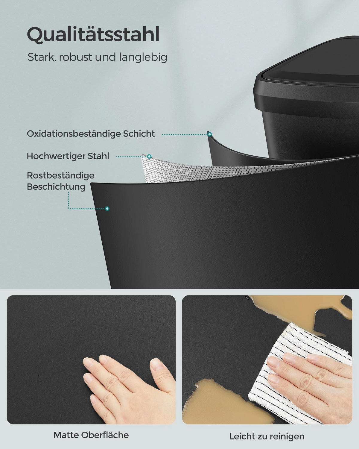 MÜLLEIMER NASSAU - Schwarz, Kunststoff (32.1/58.6/40.4cm) - Hansiro