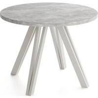 ESSTISCH Ravero runder ausziehbarer, Beton grau 100/100/77 cm - Kaschmir/Hellgrau, Holz/Holzwerkstoff (100/100/77cm) - WFL GROUP