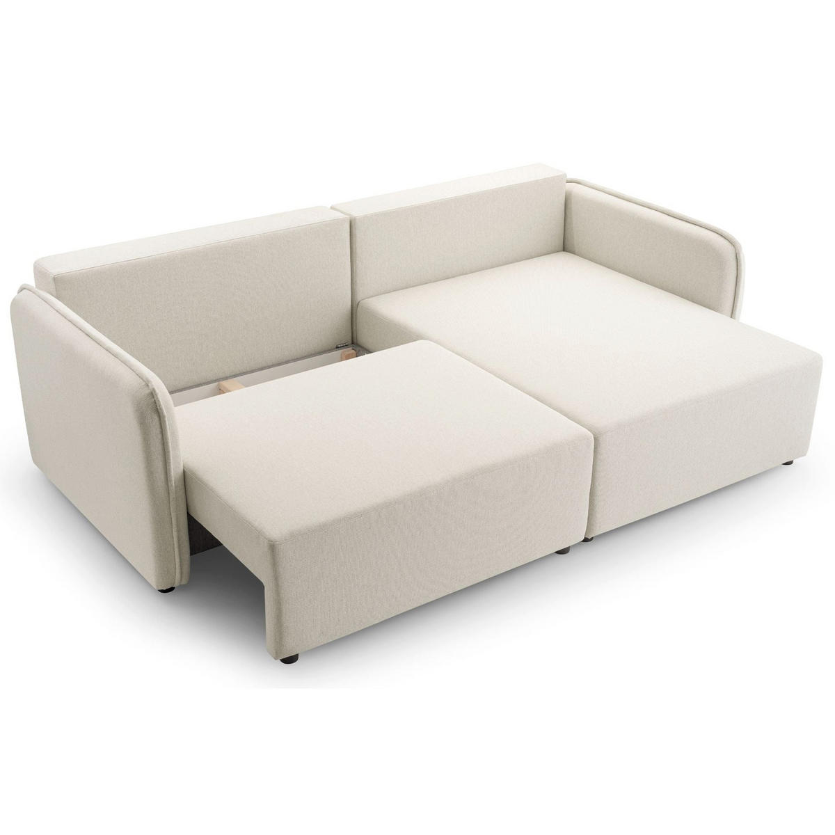 ECKSOFA Kassian, Creme Strukturstoff, rechtsseitig - Creme/Schwarz, Kunststoff/Textil (147/227cm) - Selsey