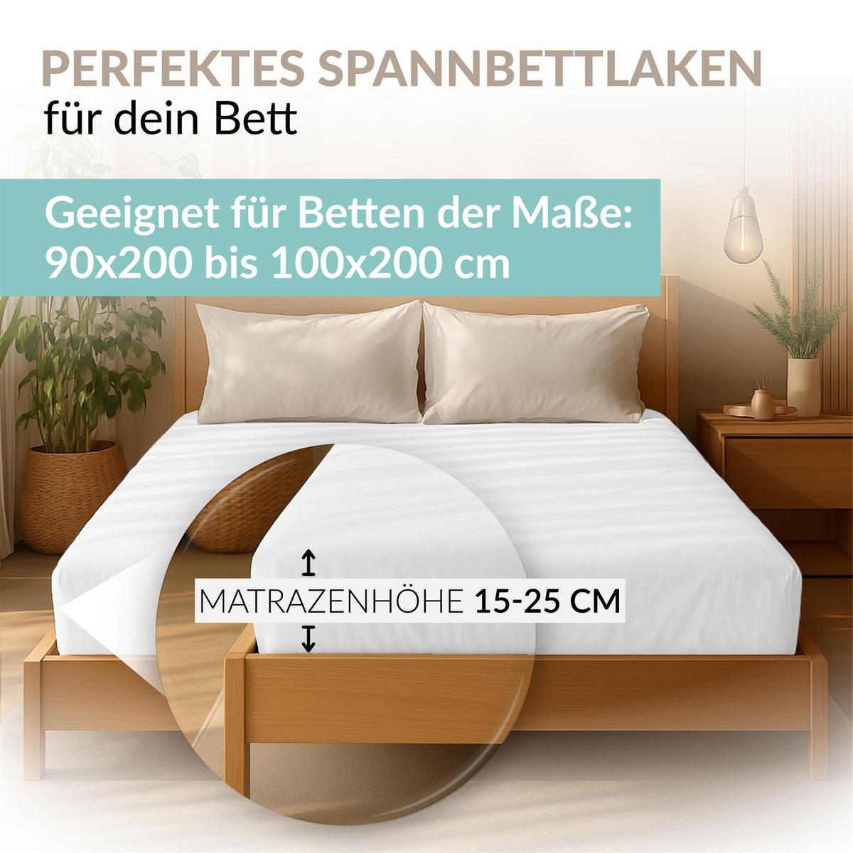 JERSEY-SPANNBETTLAKEN 140x220 - 160x220 Feine Bettlaken aus 100% Baumwolle, Spannbetttuch Laken Uni Weiß - Weiß, Textil (140/220cm) - Carpe Sonno