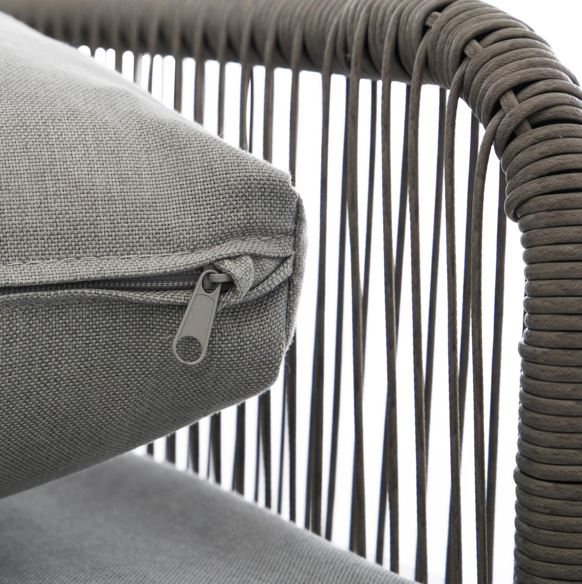 GARTENMÖBEL-SET 4-teilig mit 2-Sitzer-Sofa, 2 Sesseln, Couchtisch und Kissen, verzinkter Stahl, Grau - Grau, Textil - Redom