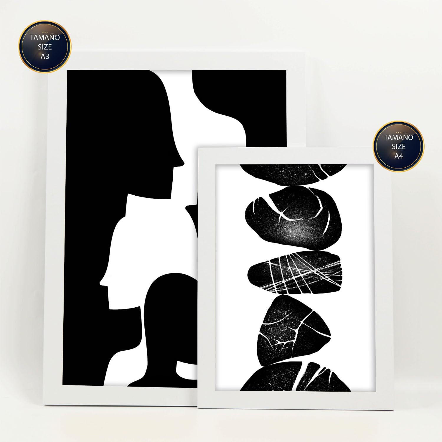 POSTER Set Mit 6 Atavistischer Kopf In Liebhaber Abstrakt Ästhetische Dekorative Gemälde Für Ihr Wohnzimmer Schlafzimmer Zuhause A3 & A4 Weißer Rahmen - Weiß, Papier (29/3cm) - Nacnic