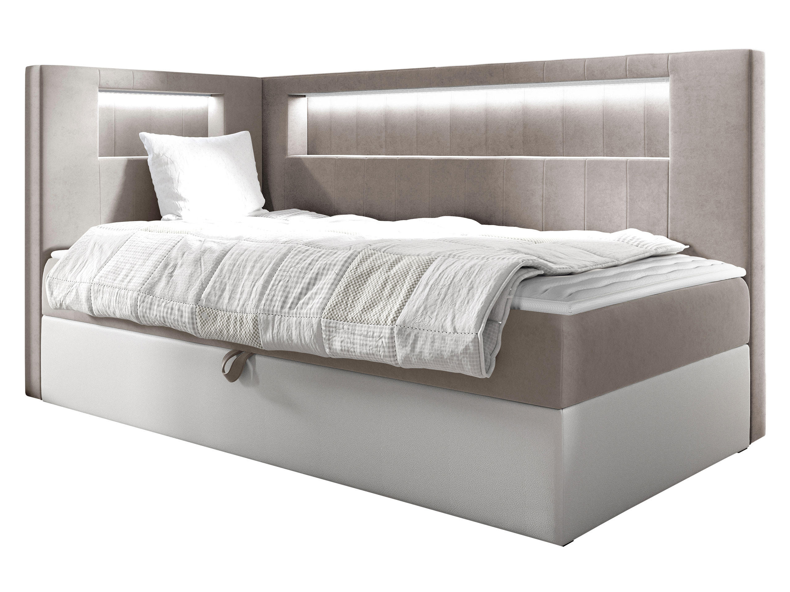 BOXBETT Gold Junior 3, Seite zum Öffnen des Bettkastens: Links - Creme/Weiß, Holz (100/200cm) - MIRJAN24