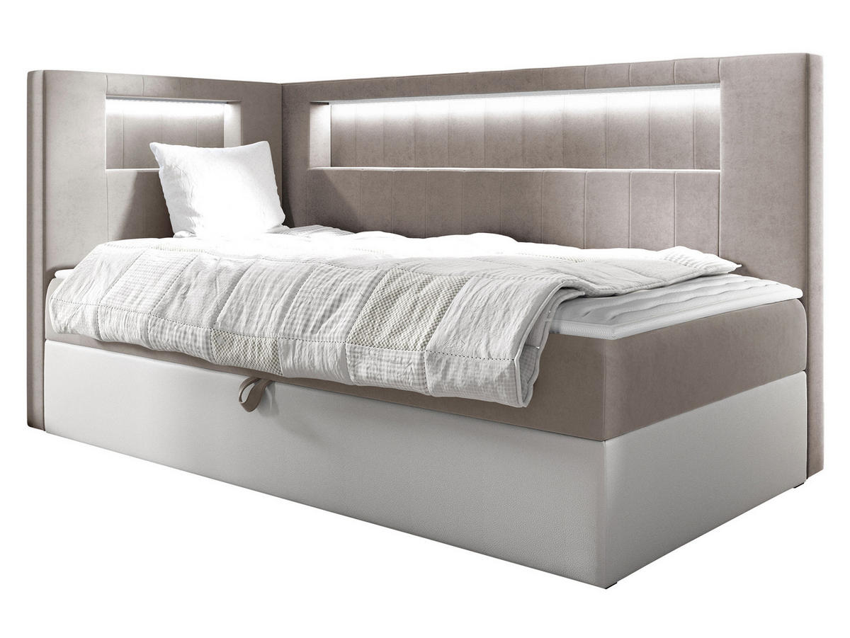 BOXBETT Gold Junior 3, Seite zum Öffnen des Bettkastens: Links - Creme/Weiß, Holz (100/200cm) - MIRJAN24