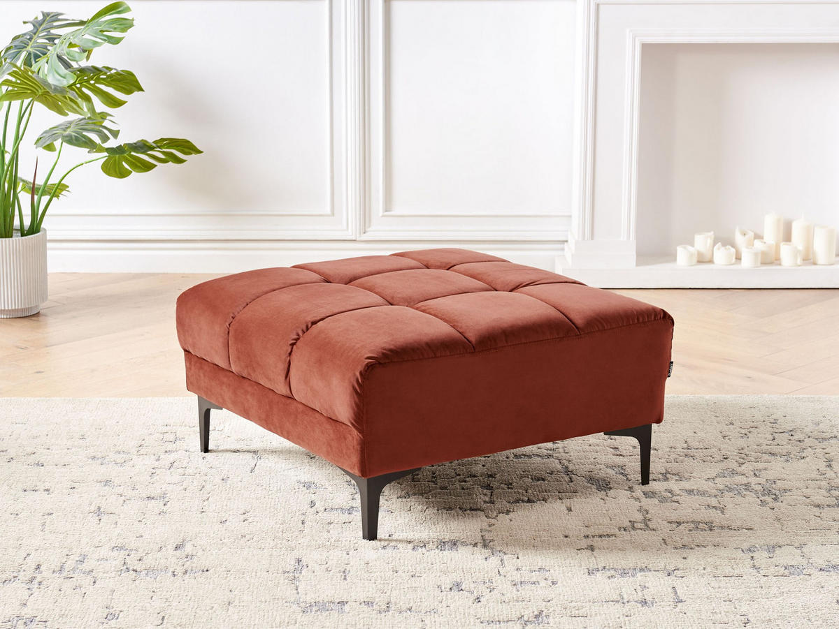 OTTOMANE Samtstoff Hellrot Alnes - Hellrot, Textil (88/41/80cm) - Beliani