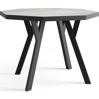 ESSTISCH Desmond achteckiger ausziehbarer, Grauer Beton 100-150/100/76 cm - Hellgrau/Schwarz, Holz/Holzwerkstoff (100/150/76cm) - WFL GROUP