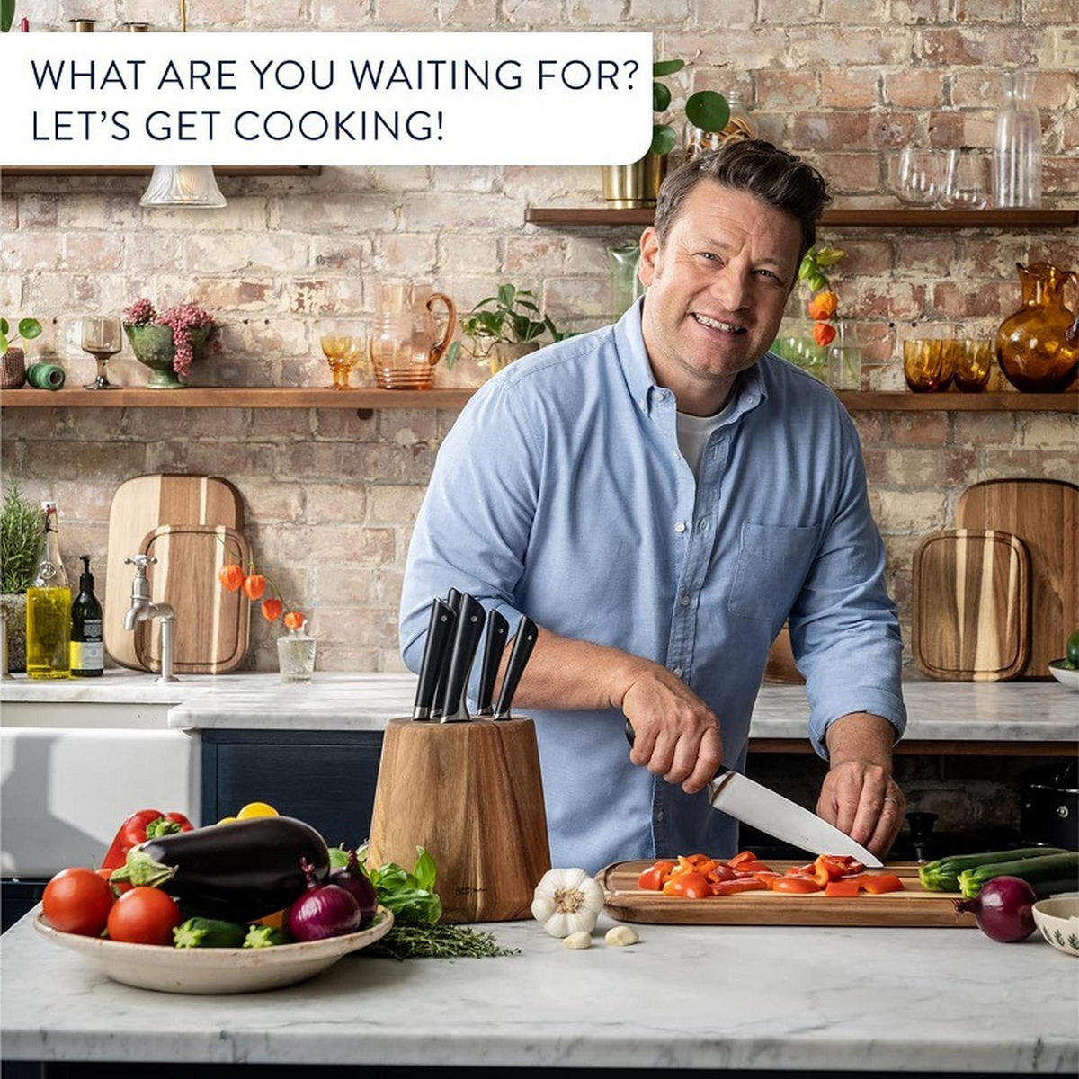 MESSERBLOCK mit 6 Messern K267S7 Jamie Oliver 7-tlg - Dunkelrot, Metall (15/10/30cm) - Tefal