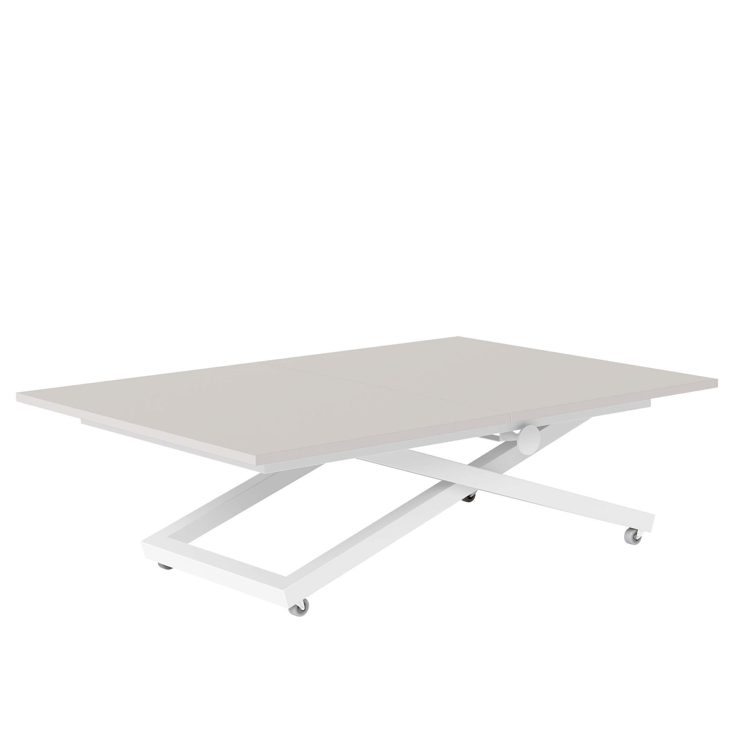 COUCHTISCH ARIA 120-160/80 cm, Höhenverstellbar, Weiß / Kaschmir - Kaschmir/Weiß, Holzwerkstoff/Metall (120/80/38cm) - Idohome