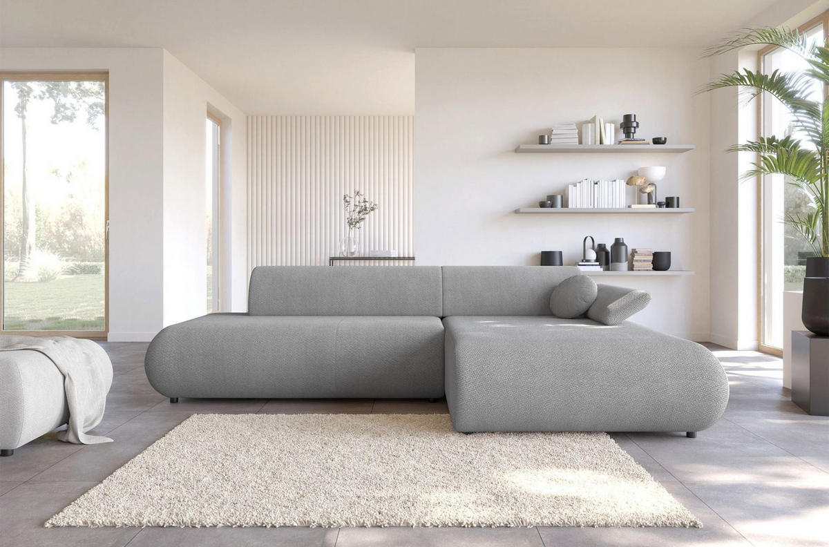 ECKSOFA Armone Grau Chenille - Schwarz/Grau, Kunststoff/Textil (173.5/286cm) - Selsey