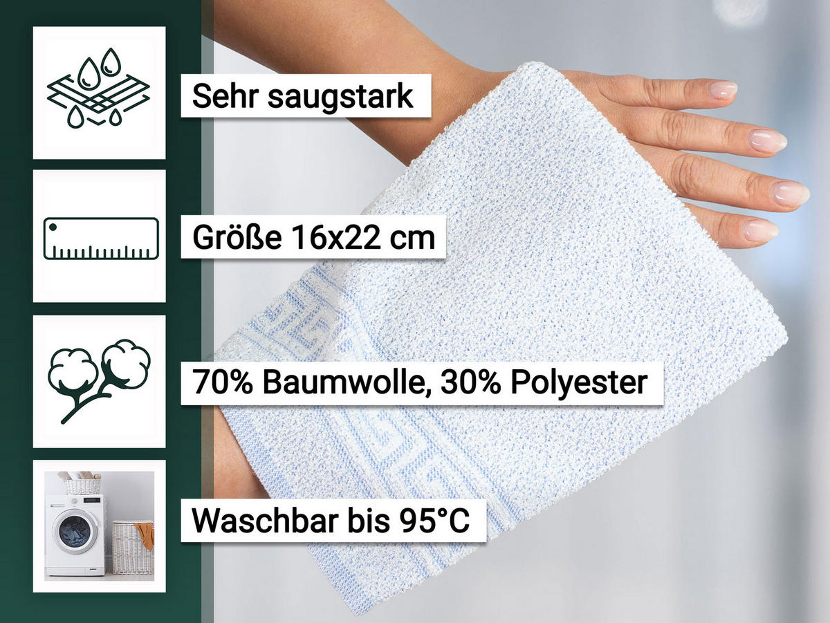 WASCHHANDSCHUH, 20er-Set, 16x22 cm, 70% Baumwolle, 30% Polyester, Blau - Blau, Textil (16/22cm) - Zollner