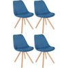 STUHL 4er Set Stoff blau - Blau/Eukalyptusholzfarben, Holz/Textil (48/81/54cm) - CLP