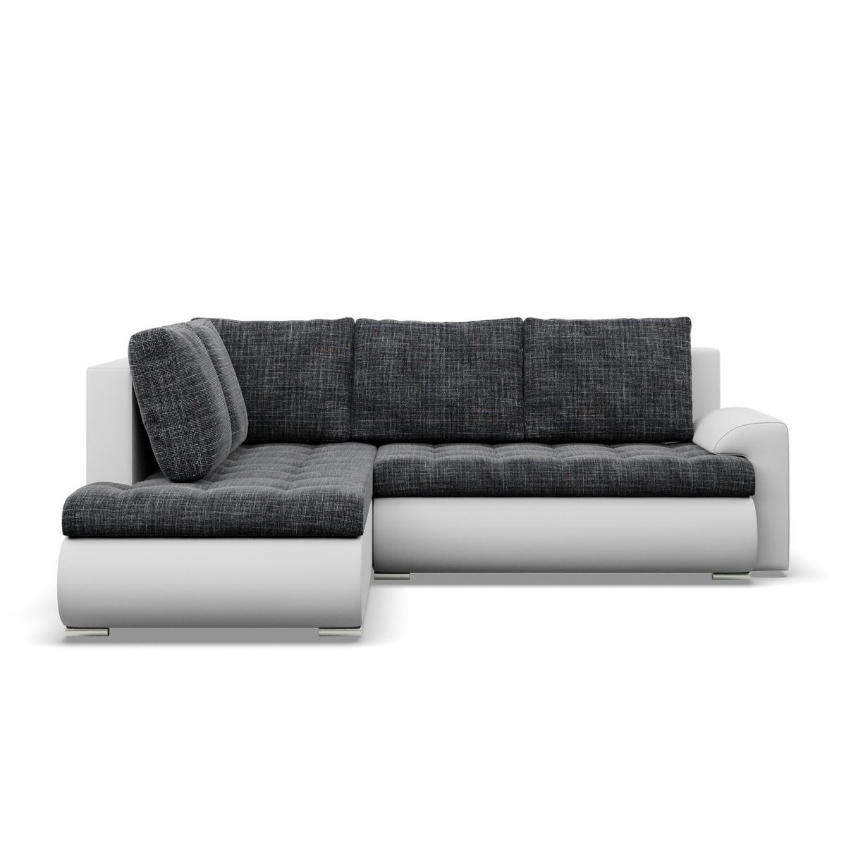 ECKSOFA LINKS MIT SCHLAFFUNKTION FORESTA, Schwarz + Grau - Schwarz/Grau, Textil (230/200cm) - Mebligo