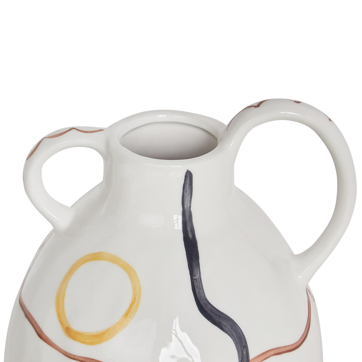 BLUMENVASE Steinzeug weiß Dory - Weiß, Stein (28cm) - Beliani
