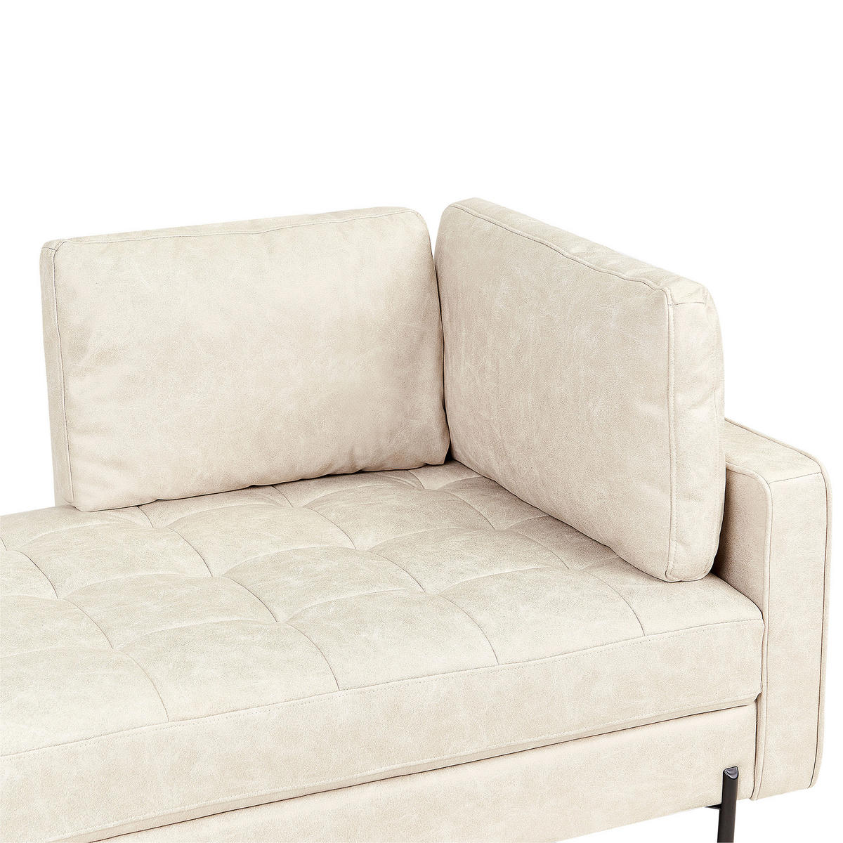 CHAISELONGUE-RECHTSSEITIGE Kunstleder Hellbeige Rebais - Beige/Schwarz, Kunststoff (172/85/85cm) - Beliani