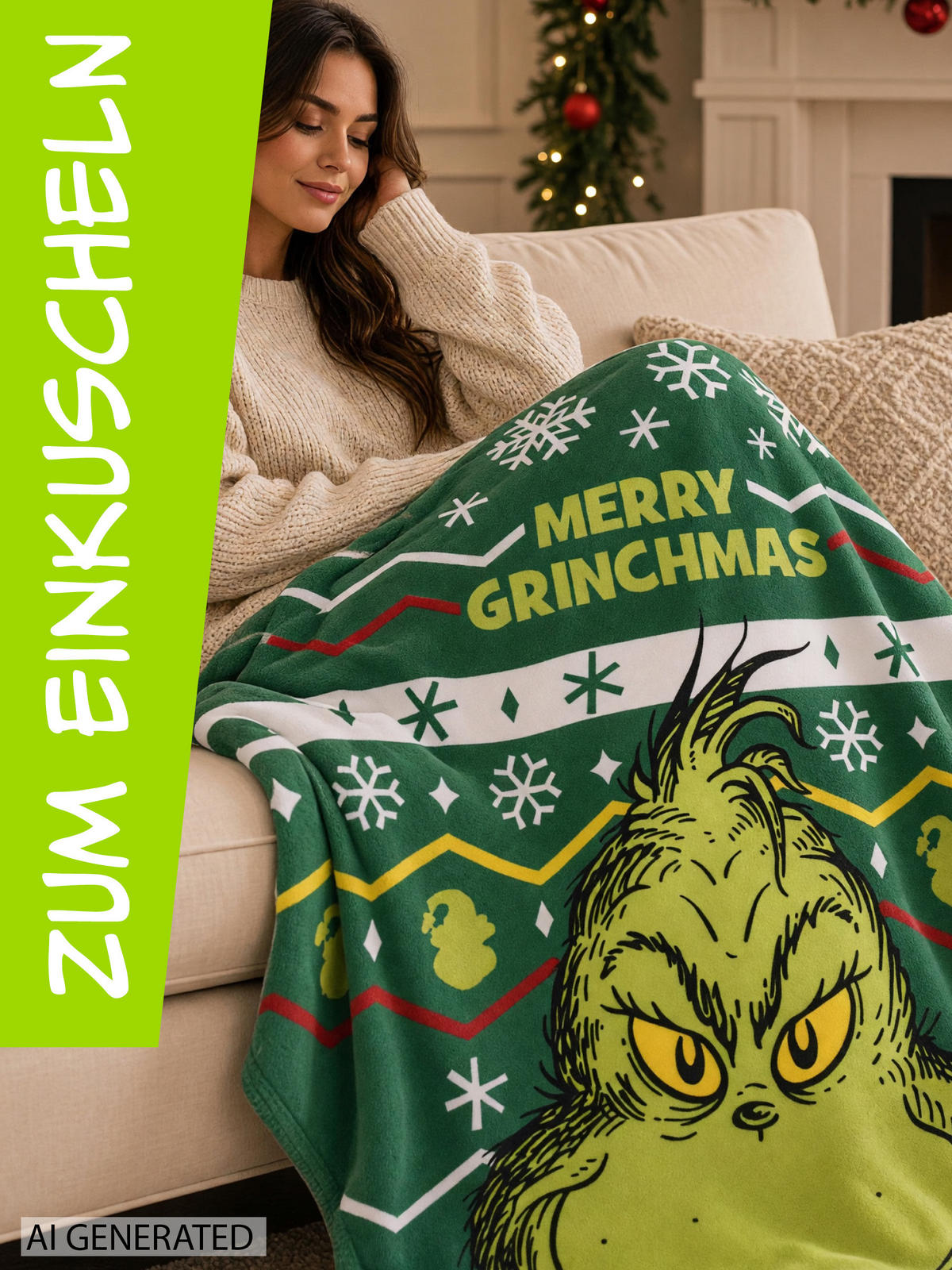 KUSCHELDECKE The Grinch Merry Grinchmas Grün 130 x 170 cm - Grün, Textil (130/170cm) - United Labels