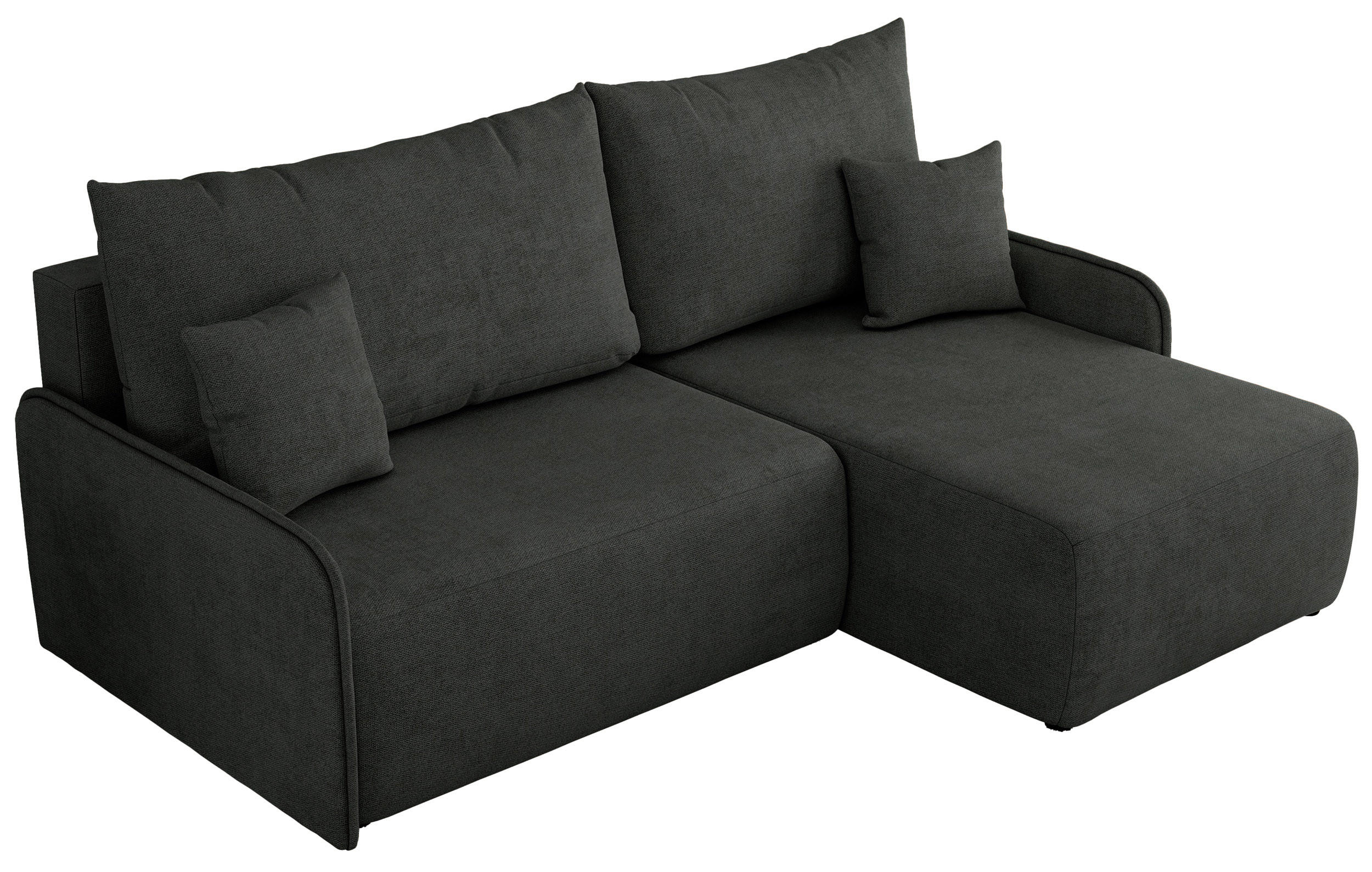 ECKSCHLAFSOFA ARPA L Dunkelgrau Struktur - rechts - Dunkelgrau/Schwarz, Kunststoff/Textil (150/198cm) - MKS